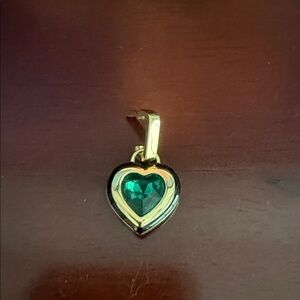 Gorjana Gold Heart Necklace charm with green Gem